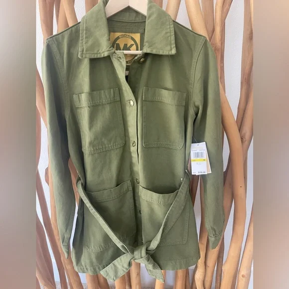 New MICHAEL KORS SMOKY OLIVE COTTON JACKET Size:M - Picture 5 of 10